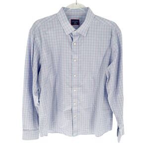 UntuckIt Shirt Mens Large Blue Pink Check Long Sleeve Button Down Wrinkle Free
